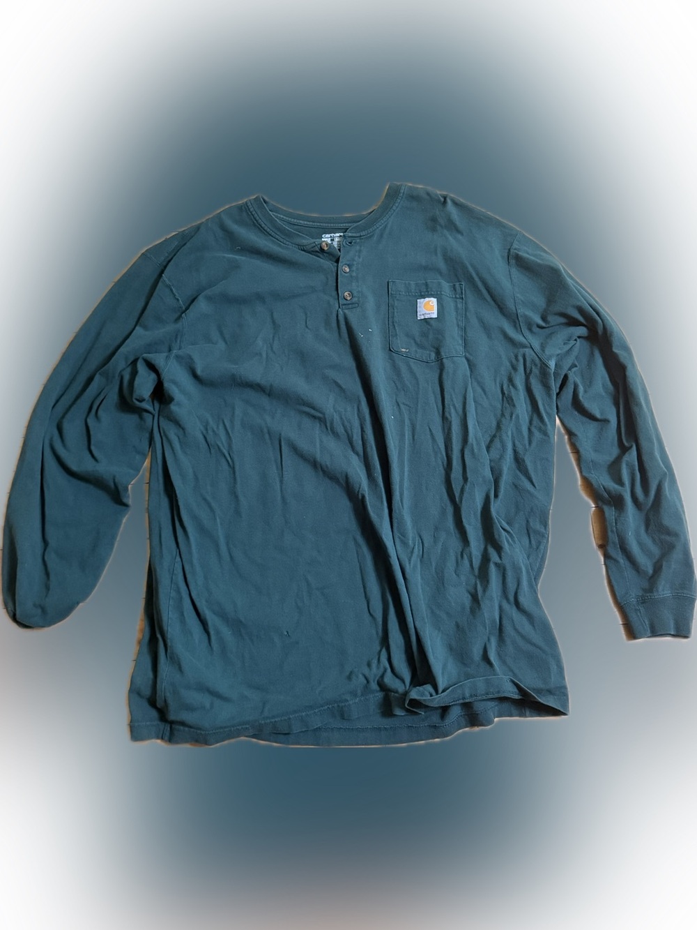 Carhartt Men's Dark Teal Long-Sleeve Henley with Pocket